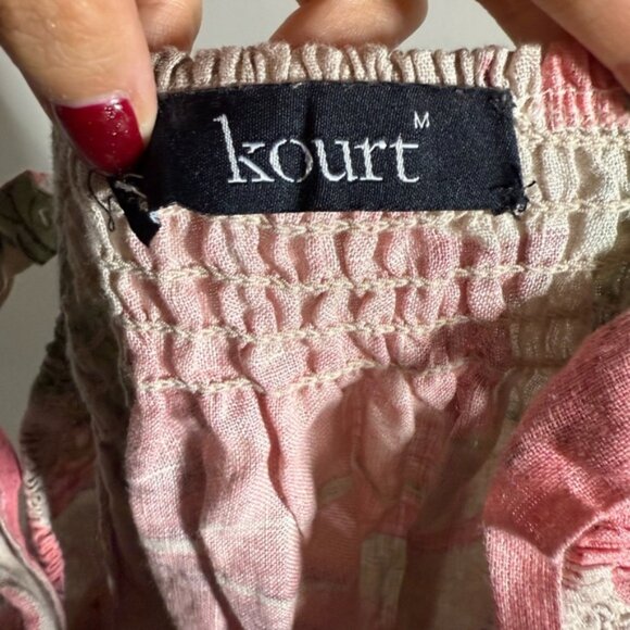 Kourt Made in Italy 100% Linen Ruffled Cold Shoulder Midi Dress size S - Picture 7 of 8